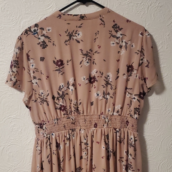 torrid blush pink floral ruffle midi dress - Picture 4 of 5